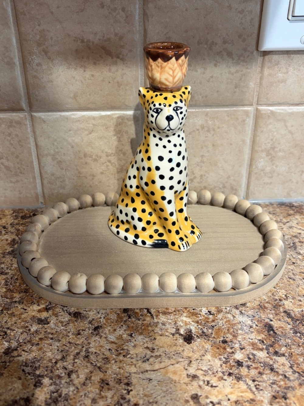 Ceramic Cheetah Candle Holder - H&M